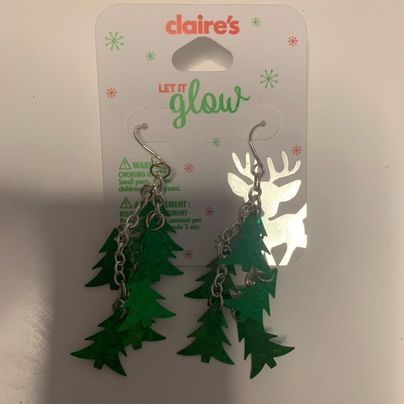 Claire’s Let It Glow dangly Christmas Tree earrings. New - Picture 1 of 5